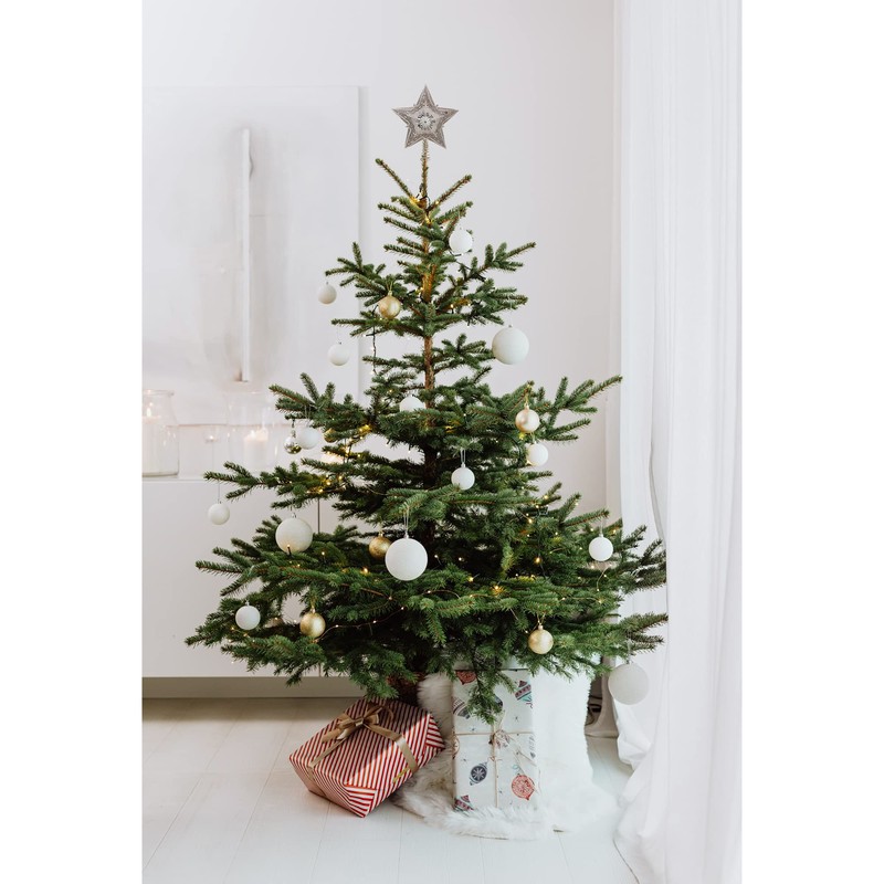 Kurt Adler Star Treetop with Ivory Pearls and Platinum Glass