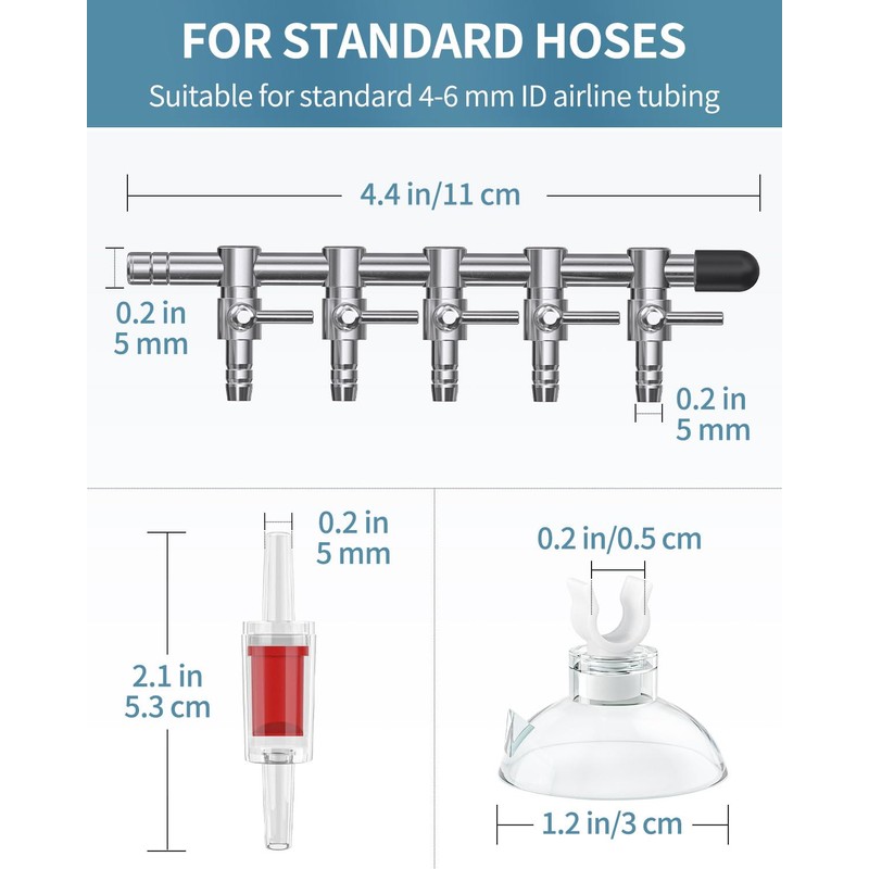 Pawfly 5-Way Aquarium Air Flow Control Lever Valve Manifold for