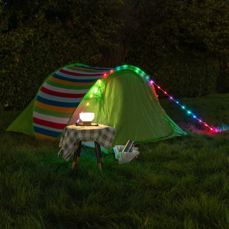 Multi-Purpose Camping Tent Festival Solar Light with RGB String Lights