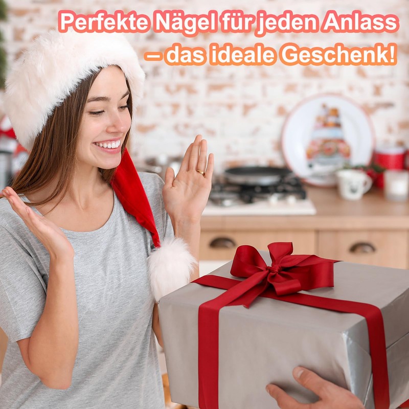 MrCuvaryas Pack of 24 Blue French Press on Nails Short,