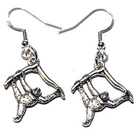 Royal Swan Antique Silver Orangutan (23 x 20mm) Earrings on Sterling Silver Hooks in a Velvet Gift Bag. Ape, Monkey, Man of The Forest Jewelry.