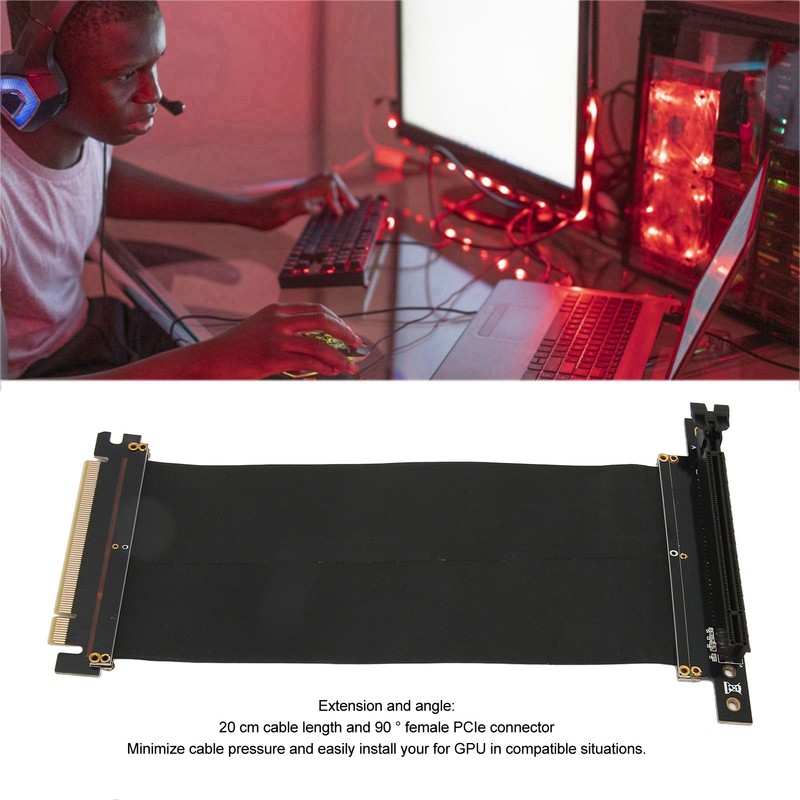 PCIE 3.0 X16 Extender 128Gbp/s Right Angle EMI Shielding GPU