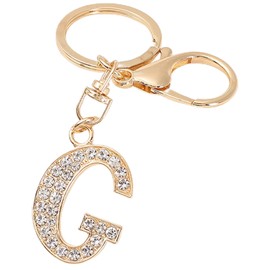 HAORQEE Alphabet Keychain Initial Letter Keyring Gifts for Women Teenage Girls, Cute Crystal Glitter Sparkling Key Ring Handbags Charm Accessories(G)