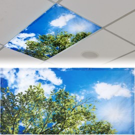 Patelai 4 x 2 Feet Fluorescent Light Cover for Fabric Ceiling Classroom Magnetic Cubicle Shade with 10 Magnets Fluorescent Light Filters for School Home Office Drop Lamp Decor(Leaves)