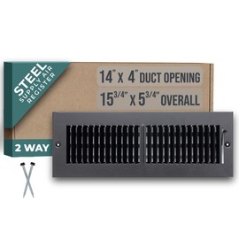 Fits 14x4 Duct Opening 2 Way Steel Air Supply Diffuser by Handua | Register Vent Cover Grill for Sidewall and Ceiling | Black | Outer Dimensions: 15.75" X 5.75"