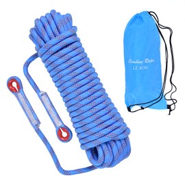 Climbing Rope, 12 mm Static Climbing Rope, 32FT(10M) 65FT(20M) 100FT(30M) 164FT(50M) Outdoor Rock Climbing Rope, Escape Rope, Rappelling Rope, Fire Rescue Parachute Rope(Blue, 100FT)