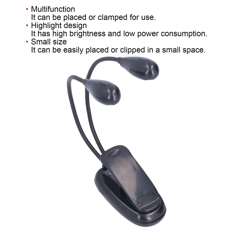 LED Book Light Eye Protecting 360° Rotatable White Light Double