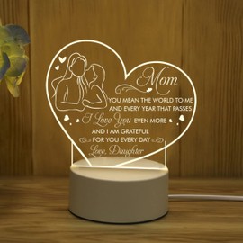 Gifts for Mom from Daughter Mom Lamp Mother Night Light Daughter to Mom Birthday, Mother's Day, Christmas, Thanksgiving, Mother and Daughter Acrylic Led Lamp TNL5
