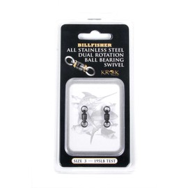 Billfisher KROK KBBS195-2-Pack Stainless Bal-Poundearing Swivels Dual Rotation #3,Black