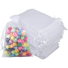 150 bolsas de organza premium, Bolsa de regalo de cuerda blanca, bolsas de regalo de joyería de 10 x 12 cm para fiestas, joyas, bodas, bolsas de dulces para festivales.(Blanco)