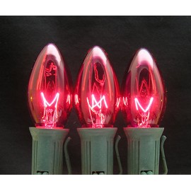 7 Watt C9 Transparent Outdoor Patio Party Christmas Novelty Replacement Bulbs, 25 Pack (Pink)
