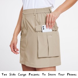 Willit Women's Cargo Skorts Skirt Golf Casual Quick Dry Zip Pockets Outdoor Hiking Khaki S