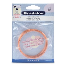 Beadalon German Style Wrapping Wire, Round, Copper, 24 Gauge, 12 m / 39.4 ft