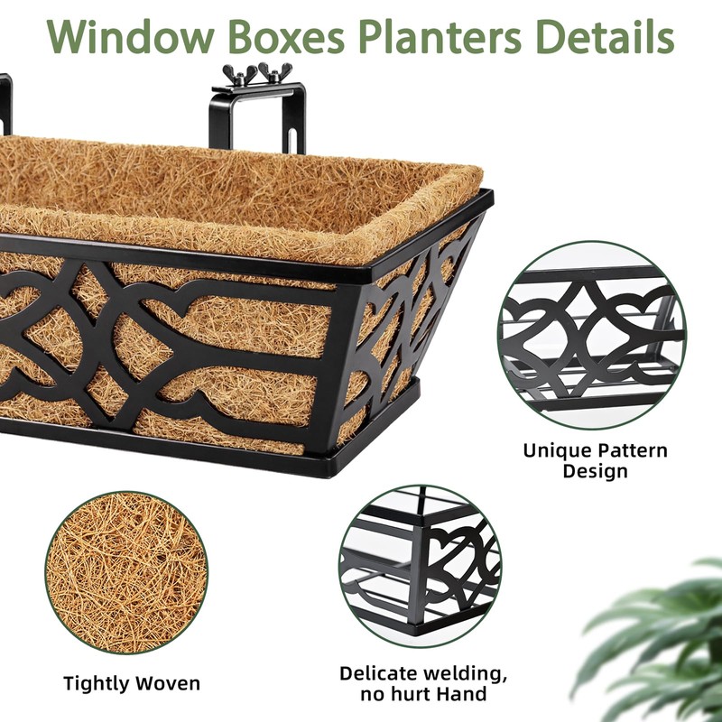 cheehigo 4 Pack 30 Inch Window Boxes Planters with Coco