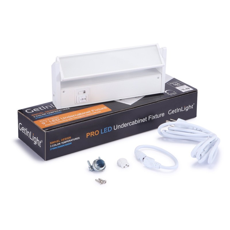 GetInLight 3 Color Levels Swivel LED Under Cabinet Light, Glass
