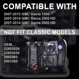 CHEDA LED DRL Tube Projector Headlights Compatible with GMC Sierra 1500 2007-2013/Fit Sierra 2500HD 3500HD 2007-2014, 20980241, 20980242, 22853030 Clear lens Chrome Housing Amber Reflector