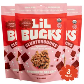 Clusterbucks Superfood Clusters – Grain-Free, Keto-Friendly Granola with Regeneratively Grown Sprouted Buckwheat– Gluten-Free, Low-Carb, Organic Healthy Snack (3-Pack, Chocolate Sea Salt)