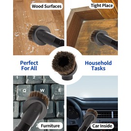 For Shark Vacuum Attachments, Round Horse Hair Vacuum Brush Attachment For Shark Vacuum Brush Attachment With 1-1/4” To 1-3/8” Adapter, For Dusting Car Seats & Upholstery, 3 Pack