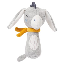 Fehn FehnNATUR donkey grasping toy with organic cotton, toy for babies to promote motor skills and senses, baby toy as a cuddly toy with rattle, gift for birth from 0+ months