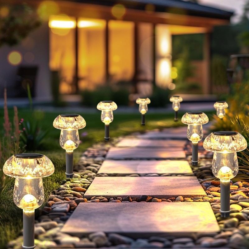 Benany Solar Lights Outdoor, 8 Pack Mushroom Lights Outside Waterproof,
