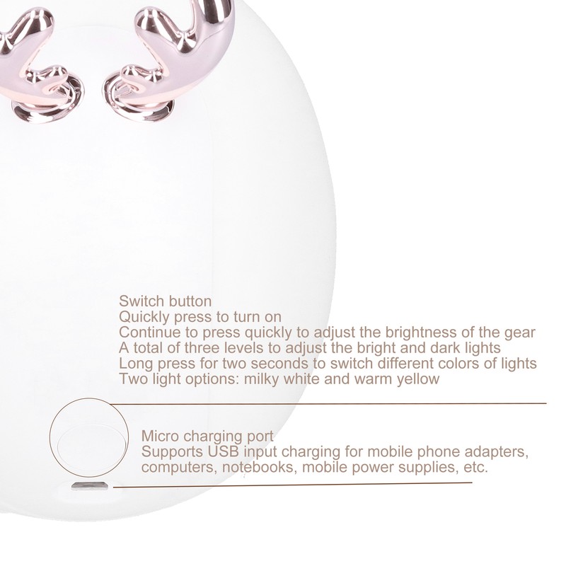 Mini Silicone Lamp Cartoon DeerShape Touch Control LED Night Light