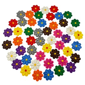 Juego de 50 mini parches para planchar con flores de margarita, bonitos parches para planchar, parches para bordar para ropa, bolsa de recortes, sombreros, suministros de decoración de manualidades