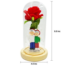 CHEERZEER CUSTOMIZE Rose for Valentines Day, Valentines Day Gifts for Her Galaxy Red Rose Flower in Glass Dome Light Up, Custom Valentines Day Gifts for Couple