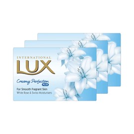 LUX International Creamy Perfection Soap With Swiss Moisturizers & Delicate White Flower Scent - 75 g (Pack of 3)