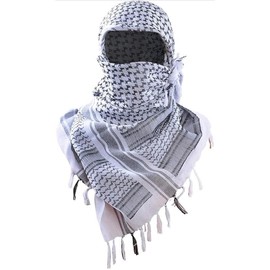 Palestine Shemagh White/Black 100% Cotton Keffiyeh Scard Wrap Men and Women - Color: Beige/Black