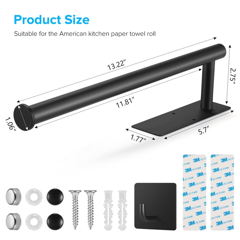 2nd Gen Paper Towel Holder Under Cabinet No Drilling, [More