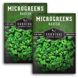 Radish Microgreens Seeds for Sprouting – Plant & Grow Spicy Radish Shoots for Crisp Texture Spicy Flavor – Fast-Growing Heirloom Microgreen Variety – Survival Garden Seeds (2 Packs)