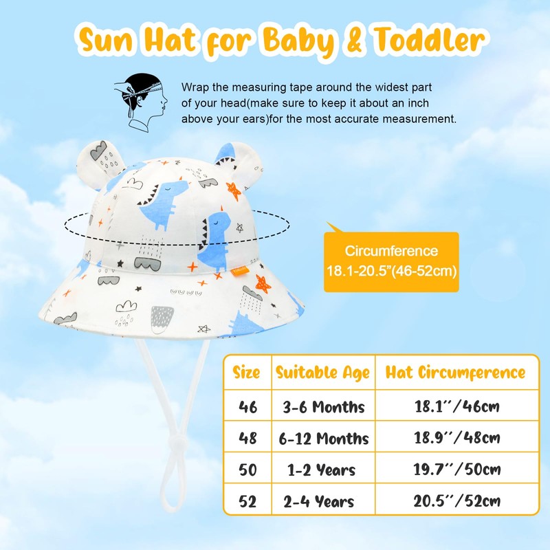 POMIJIAN Toddler Sun Hat Girls UPF 50+ Baby Bucket Hats