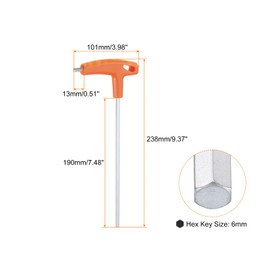 QUARKZMAN T-Handle Hex Key 6 mm Metric CR-V Extra Long Arm T Key Allen Key Wrench for Automotive and Household Maintenance, Orange