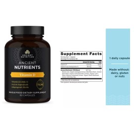 Ancient Nutrition Dr Axe Vitamin D Supplement 60 Capsule, 5,000 IU For Immune Support/Inflammation