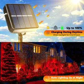 Joomer Solar String Lights Outdoor, 2Pack Total 100FT 300LED 8 Modes Solar Fairy Lights,Waterproof Lights for Tree, Patio, Garden, Outdoors Decoration (Red)