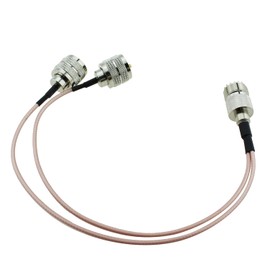 SQXBK 300mm Silver RG316 UHF Splitter Cable Coaxial Cable Splitter 2 Way for Antennas Radio Scanners CB Radio Handheld Radio