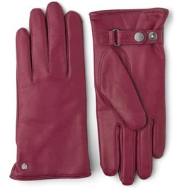 Hestra Women’s ASA Leather Glove, Water-Resistant, Wool Lined Glove for Everyday Wear - Dark Red - 9