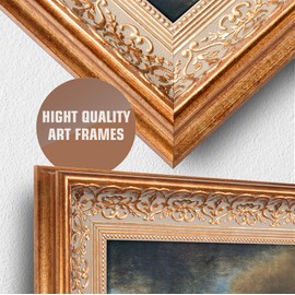 The Storm on the Sea of Galilee by Rembrandt van Rijn Framed Size:24.5 x 20.5 inches,Image Size:20x16 inches,Vintage Pattern Gold Frame The World Classic Art Reproductions, Wall Art for Home Décor