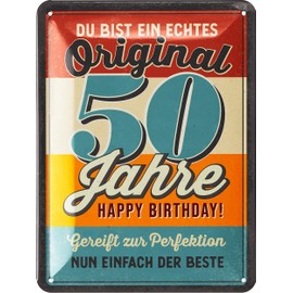 LANOLU Tin Sign 50 Sign Birthday - 50s Sign Original - Decoration 50th Birthday Man, 50th Birthday Decoration, Funny Birthday Sign 50 as Birthday Card 50 - Metal Sign 15 x 20 cm
