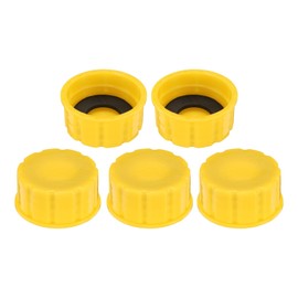 sourcing map 5pcs Gas Can Cap, Coarse Thread Gas Cap Replacement Gas Can Lid for Gasoline Gas Water Can, Yellow