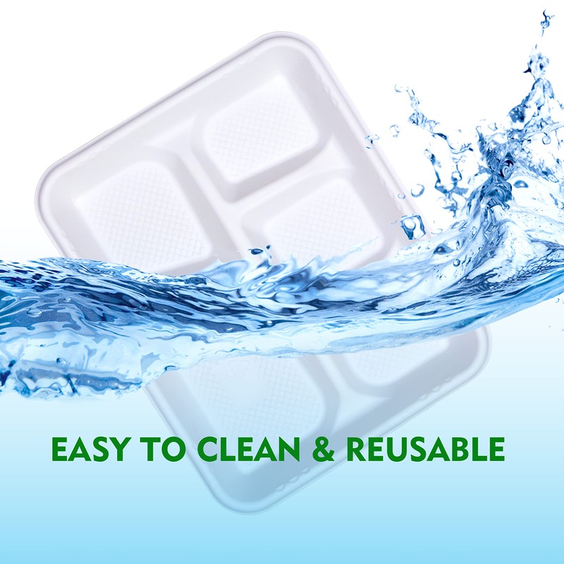 Ryan's Classy Plastic 5 Compartment Plates Disposable, 125 Pack Heavy-Duty
