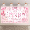 Luminora 72x43inch Fabric Miss Onederful 1st Birthday Backdrop Pink Bow