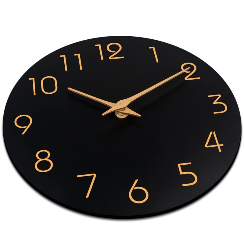 Mosewa Large Wall Clock 16 Inch Black Battery Operated Silent