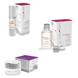 Lovy Care Pack Serum Acido Hialuronico+ Ceramidas + Serum AntiOjeras Con extracto de pepito y cafeina+ Crema facial Q10 + Colageno Biogeneradora Renov