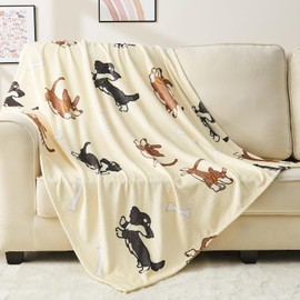 NEWCOSPLAY Throw Blanket Cute Soft Aesthetic Fleece Blanket for Kids Girls Boys Teens Cozy Blanket for Bed Couch Camping (Running Puppy, Throw(50"x60"))