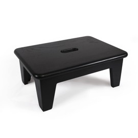 CONSDAN Step Stool for Bed - USA Grown Oak, Wooden Stool for Adults and Seniors, 6.5" High, Non-Slip Mat, No Assembly Needed, Solid Wood, Black Color