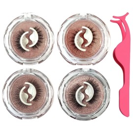 5 Stück Wiederverwendbare Selbstklebende Wimpern Set, Magnetische Wimpern für Anfänger, Einfach Zu Tragen Fake Lashes, Magnetic Lashes Wiederverwendbar Zu Hause