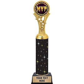 Crown Awards MVP Trophies, 11" Black Midnight MVP Trophy, Customize Now