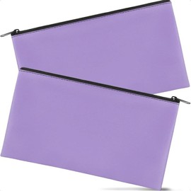 2 Pack Money Bags with Zipper cash envelope - 11x6.1 Inch Money Pouch, Bank Bag, Cash Bag & Check Wallet for Secure Storage:_Purple