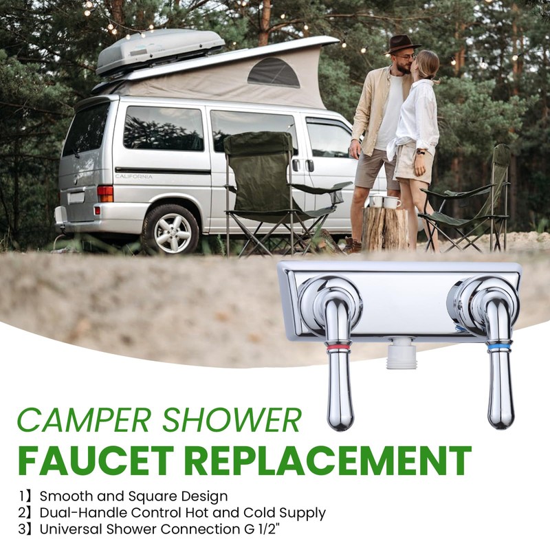 RV Shower Faucet, Camper Shower Faucet Diverter with Classical Handles,